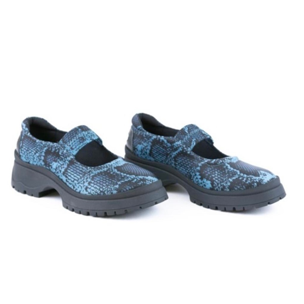 Hot Lava Chunky Mary Jane Shoes Blue Snake Print Size 8